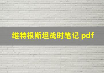 维特根斯坦战时笔记 pdf